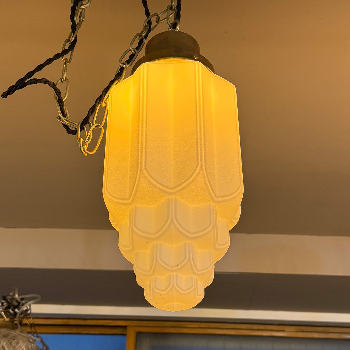 Milk Glass Art Deco Style Lamp Large{RF-00806}