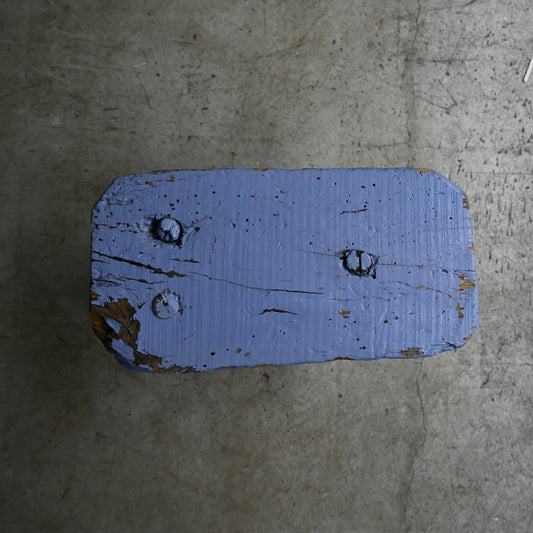 Antique blue paint wood stand {R-00218}