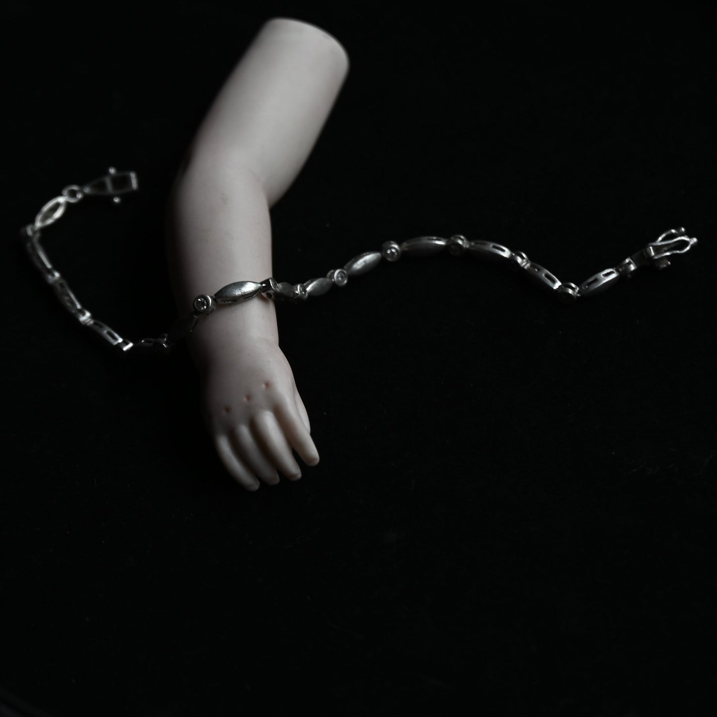 Silver Navette Link Bracelet{RM-00205}