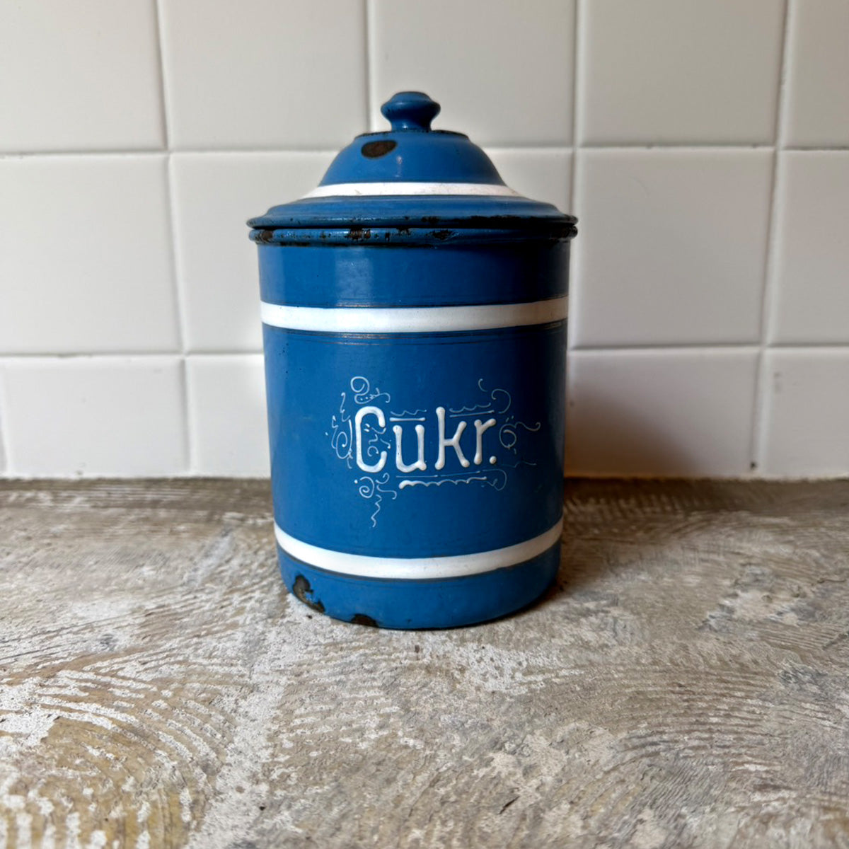 アンティークホーローキャニスター フランスのアンティークホーローキャニスター「cafe(カフェ