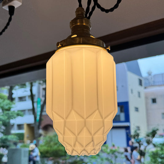 Milk glass art deco style Lamp{F-00412}