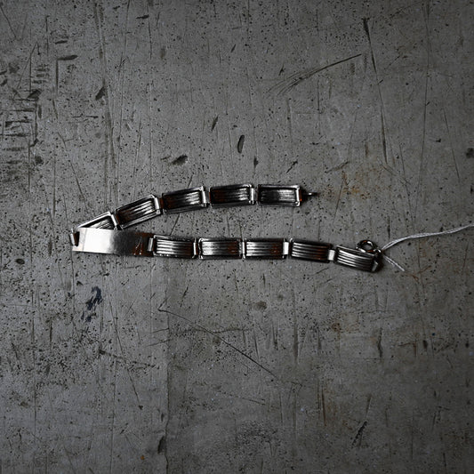 Vintage Silver Stripe Link Bracelet {R-00922}