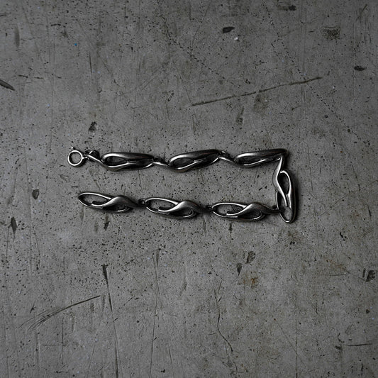 Vintage Twisted Link Silver Bracelet{R-00923}