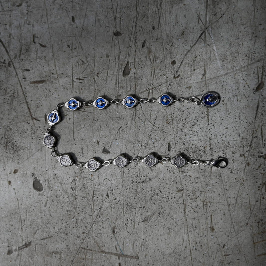Vintage Blue Medallion Bracelet{R-00930}