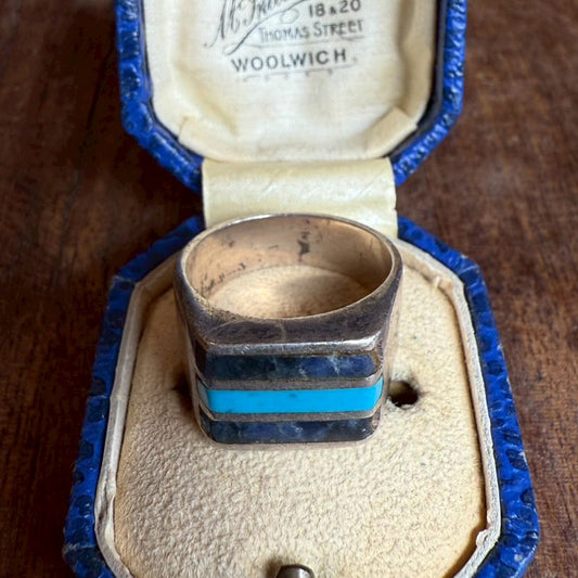 Vintage ring "Blue storn"{R-00907}