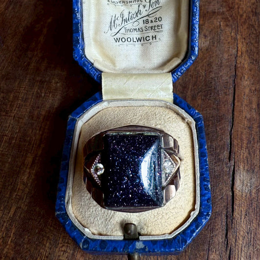 Vintage ring "blue sand storn"{R-00909}