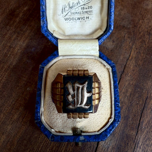 Vintage ring "18K GFD monogram "{R-00910}