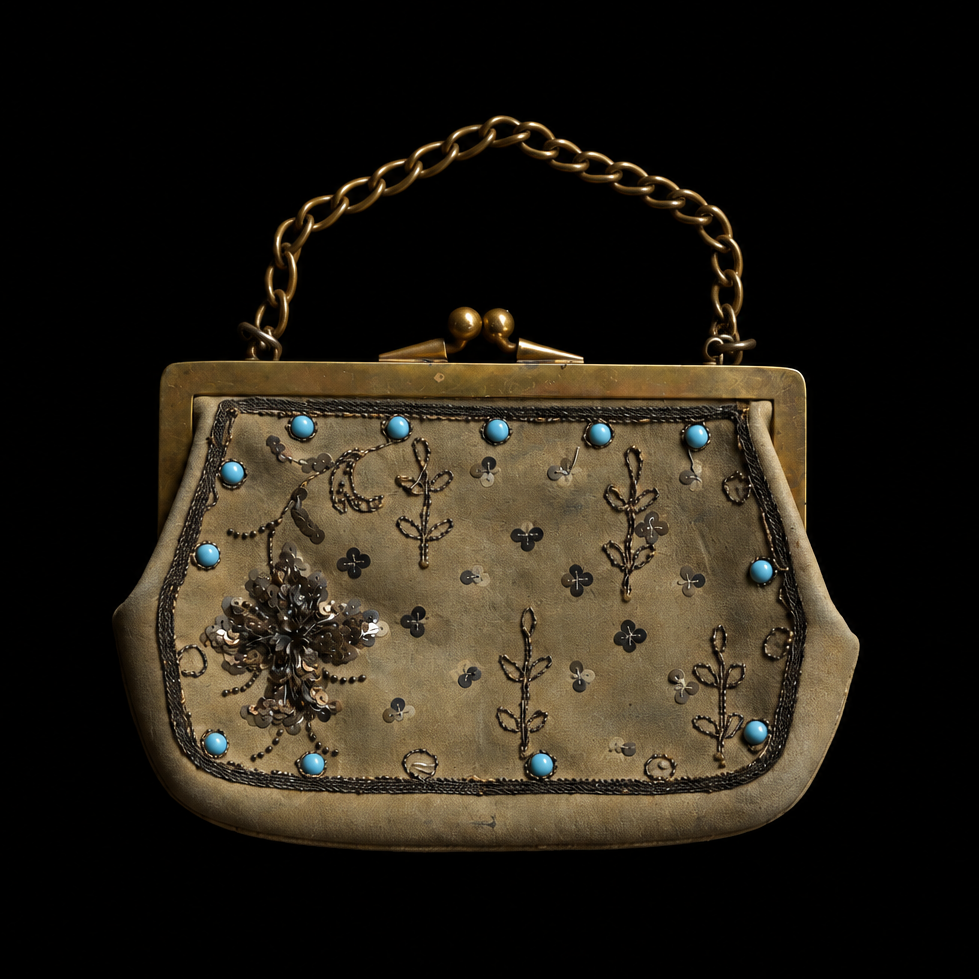 Antique bead embroidery evening purse ｛RB-01206｝