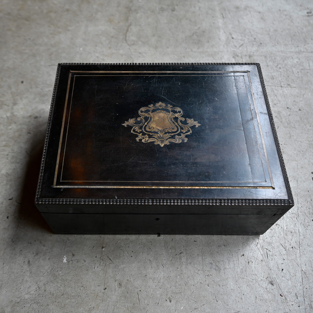 Antique Black Wooden Box Napoléon III style｛R-00713｝