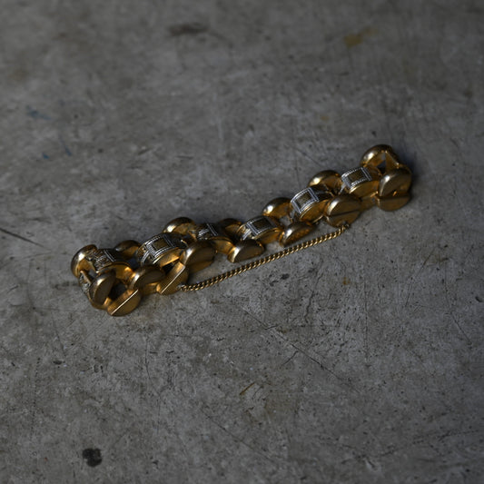 Vintage Geometric Gold Bracelet{R-00950}