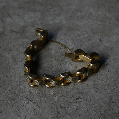 Vintage Geometric Gold Bracelet{R-00950}