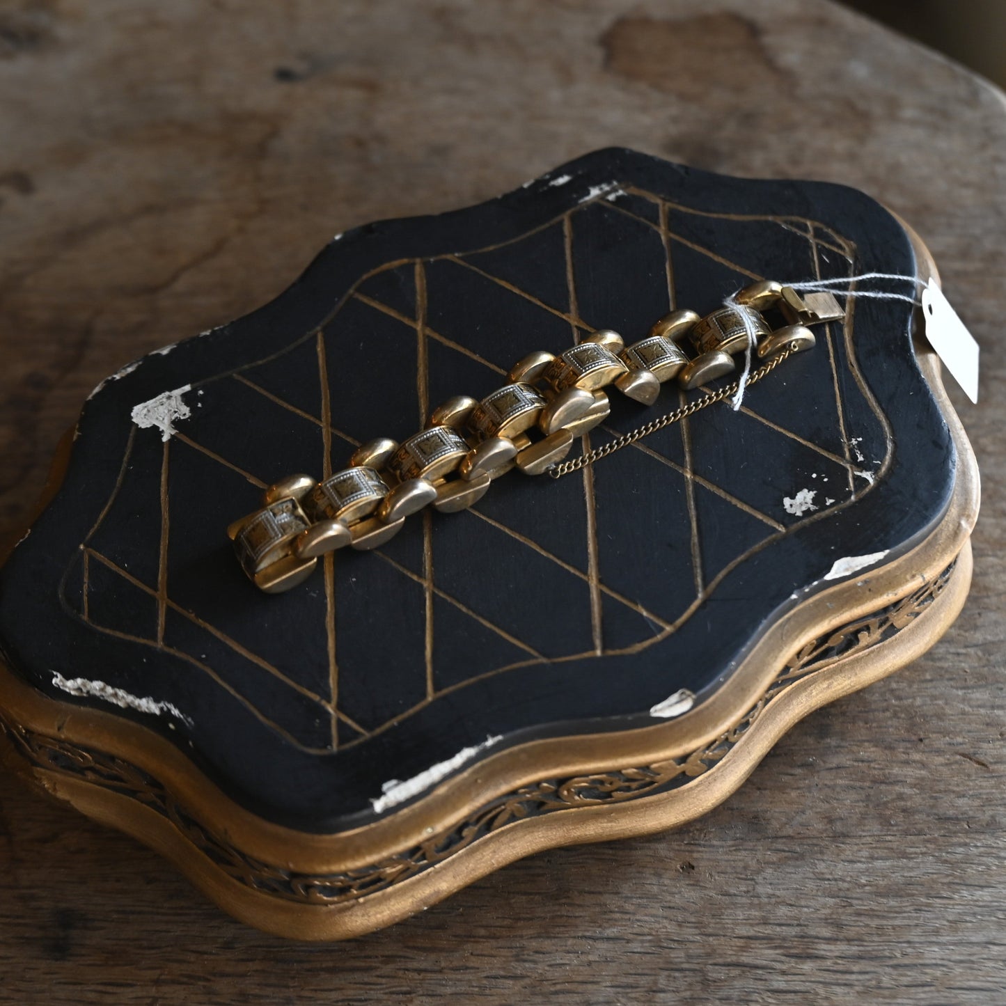 Vintage Geometric Gold Bracelet{R-00950}