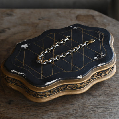 Vintage Gold and Silver Twisted Chain Bracelet{R-00951}