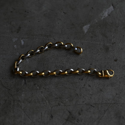 Vintage Gold and Silver Twisted Chain Bracelet{R-00951}