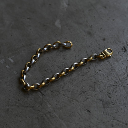 Vintage Gold and Silver Twisted Chain Bracelet{R-00951}