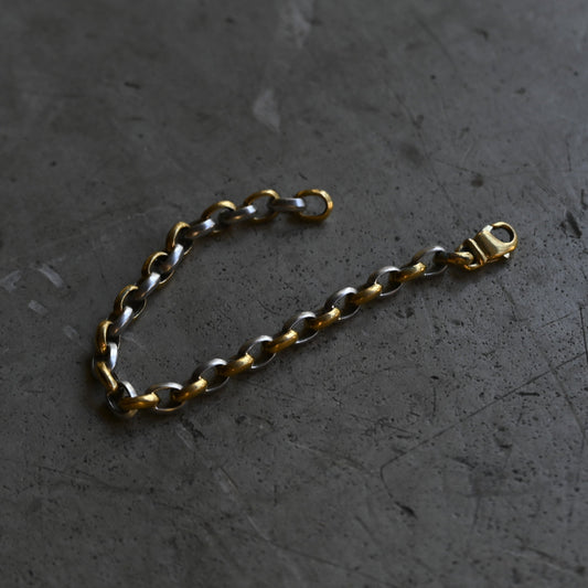 Vintage Gold and Silver Twisted Chain Bracelet{R-00951}