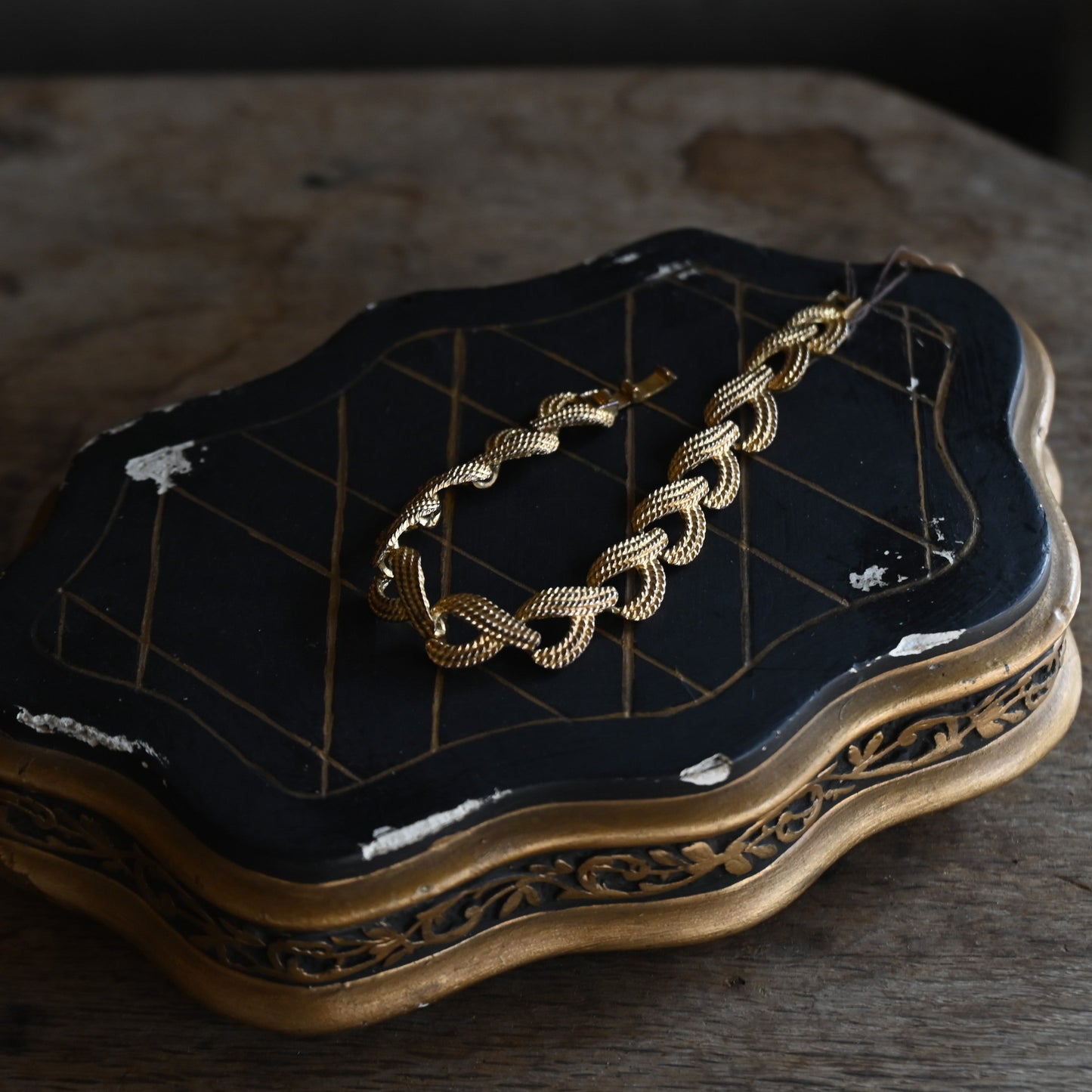 Vintage Gold Twist Chain Bracelet{R-00941}