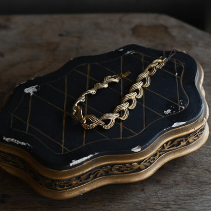 Vintage Gold Twist Chain Bracelet{R-00941}