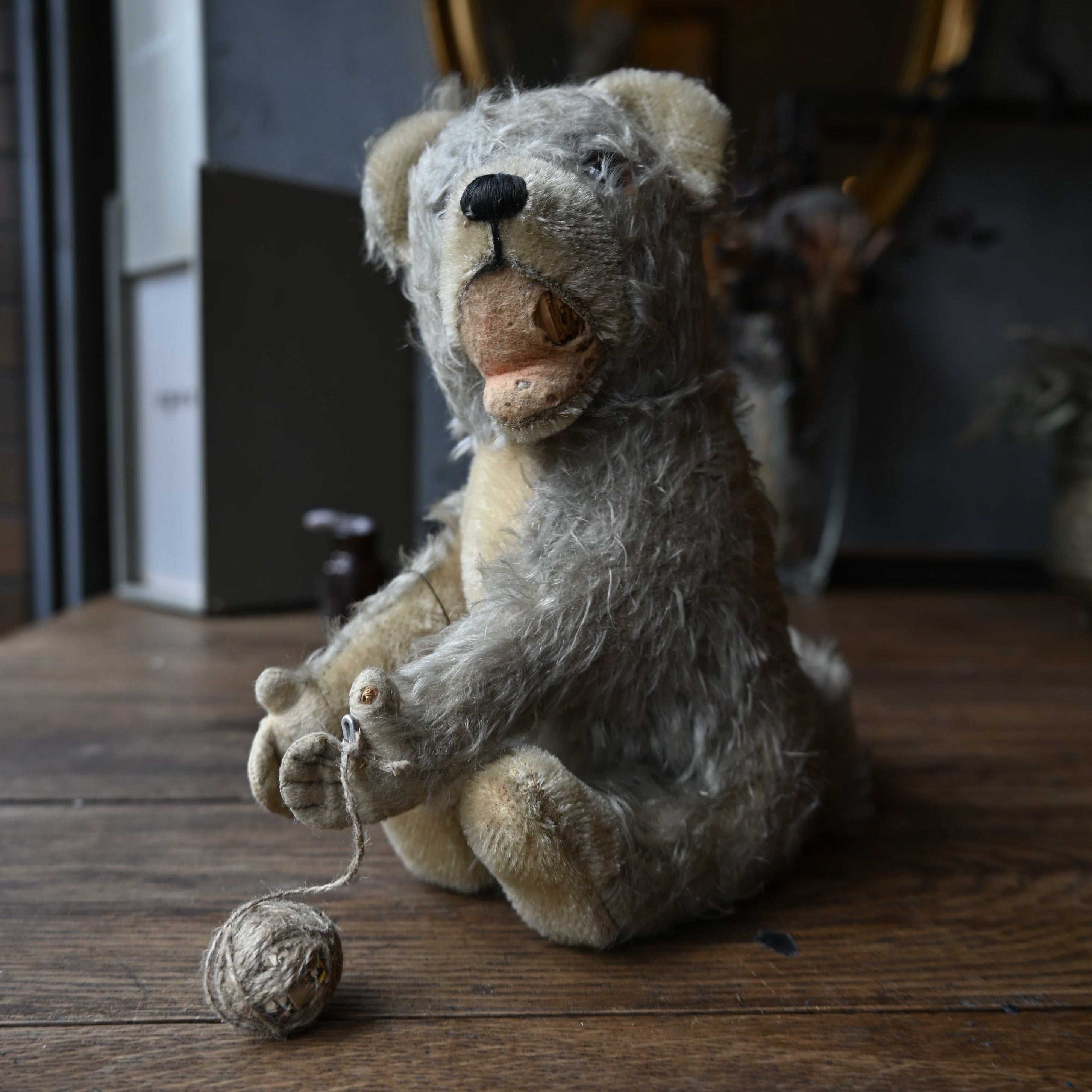 最終　フランスアンティークアンティーク　古いワンコのぬいぐるみ2匹　ディンキー？ Antique Stuffed Dog｛RB-00806｝テディベア, フィギュア, フランス