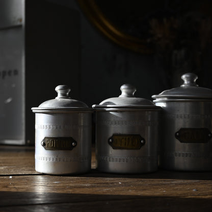 French Vintage Aluminum Canister Set｛ R-01126 }