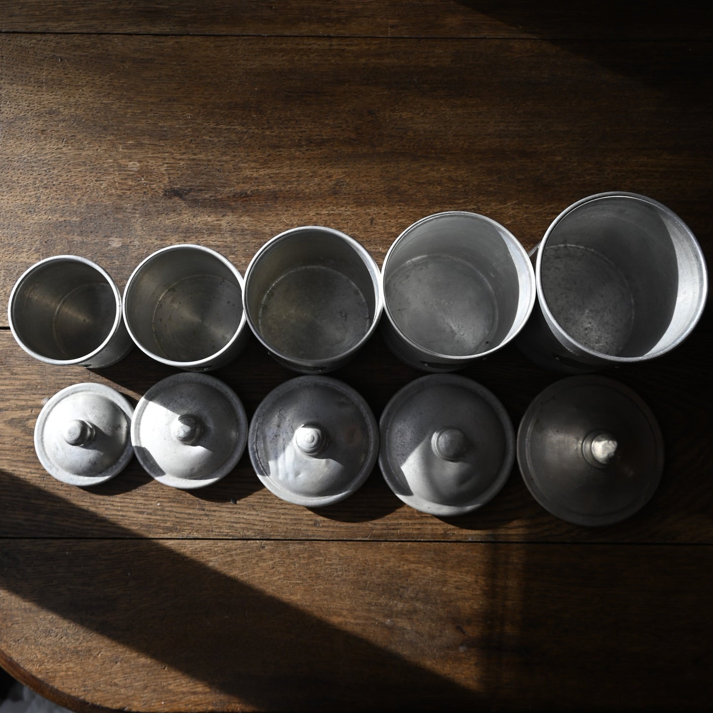 French Vintage Aluminum Canister Set｛ R-01126 }