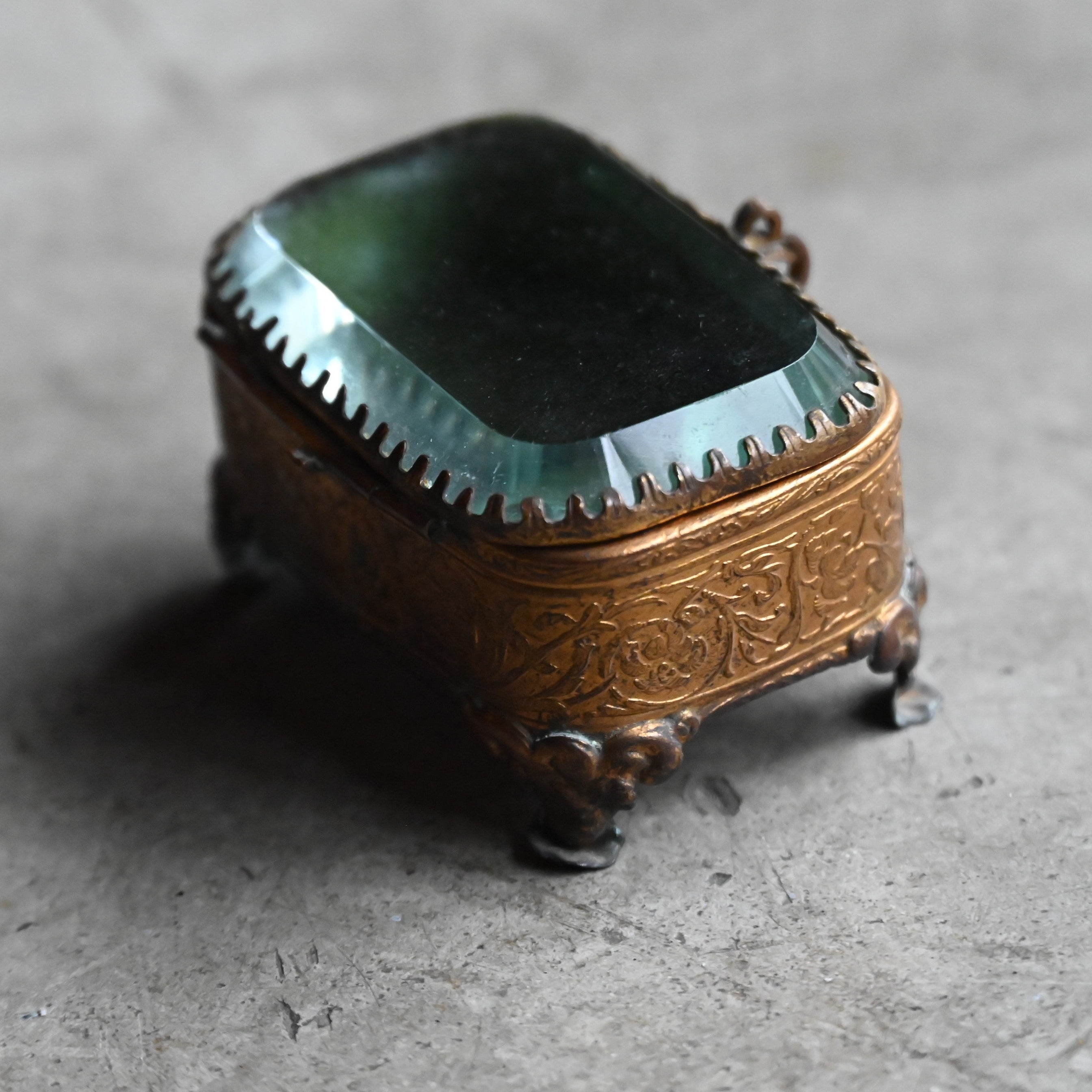 英国アンティークジュエリーボックスS.GREENOUGH&SONS Green