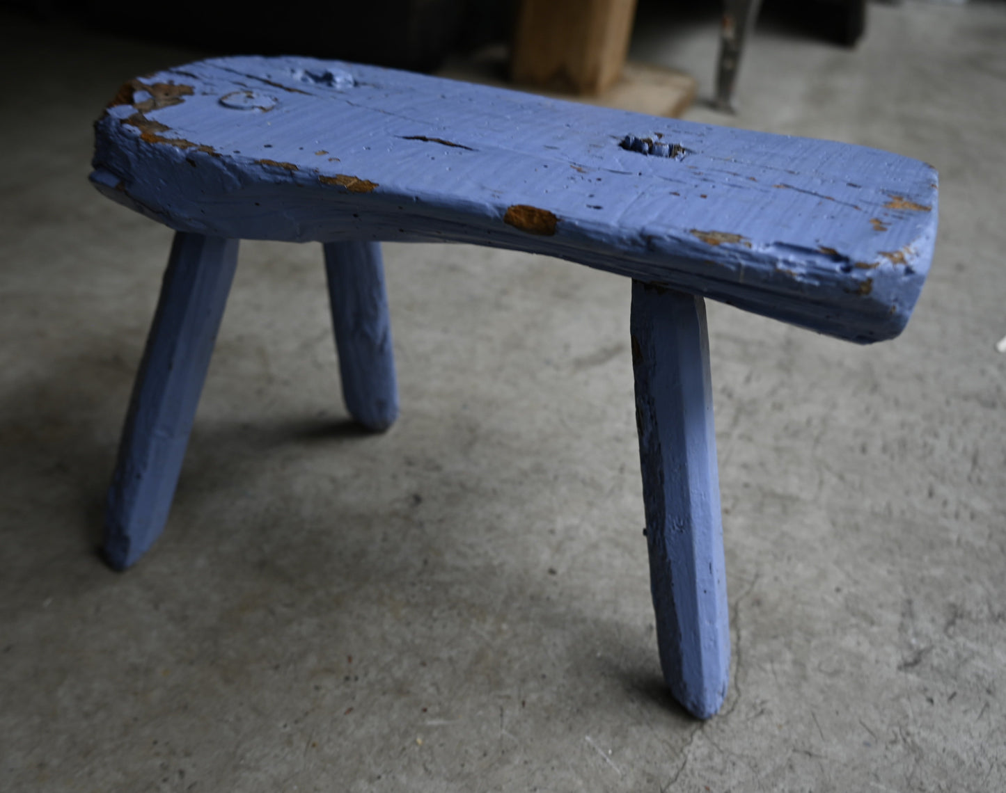 Antique blue paint wood stand ｛R-00218｝