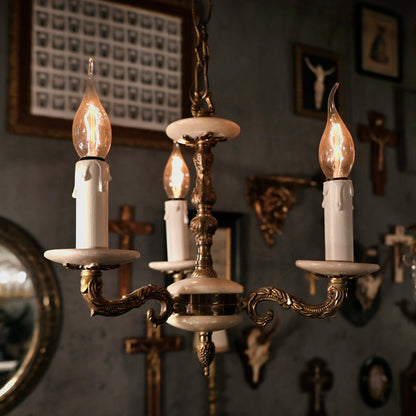 White marble & Brass  chandelier（3灯）｛R-00410｝