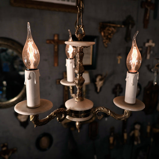 White marble & Brass  chandelier（3灯）｛R-00410｝