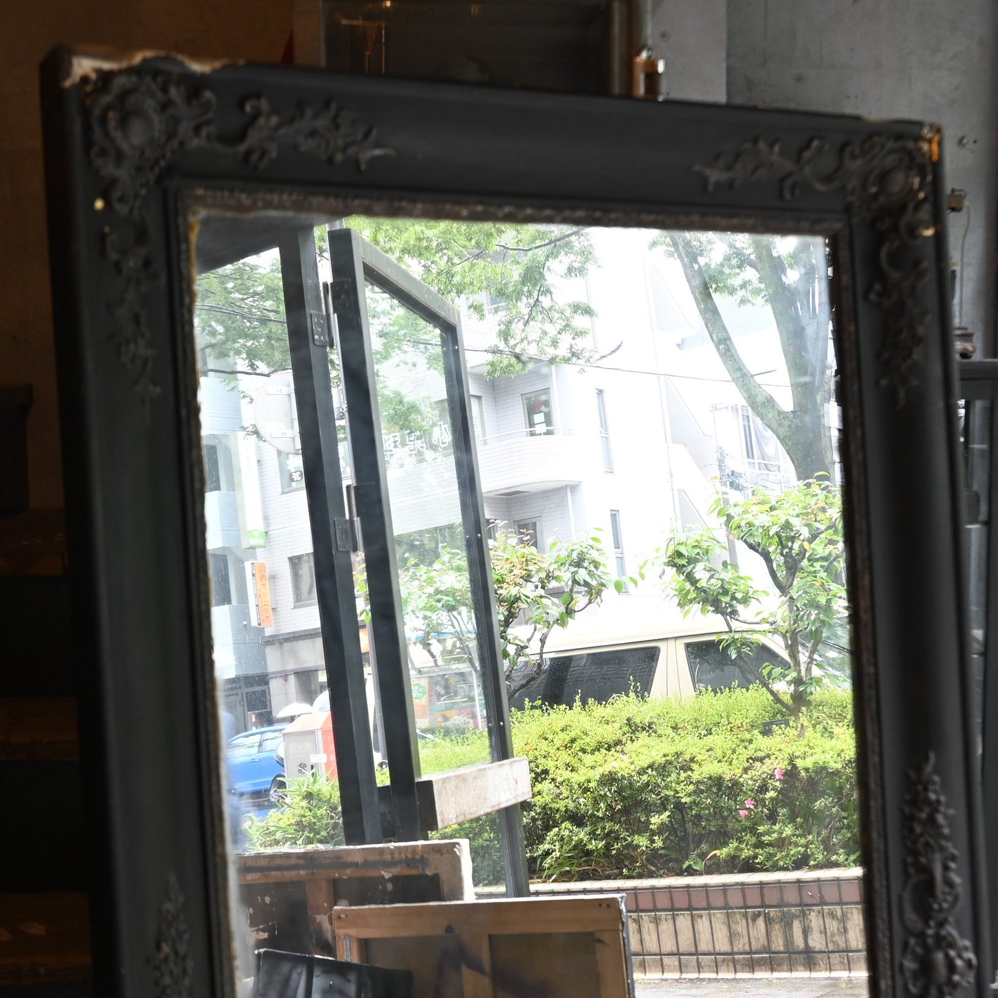 Antique Mirror Black paint Art deco style   R-0310