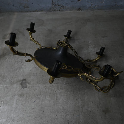Black & Gold Brass chandelier（6灯）｛RF-00715｝