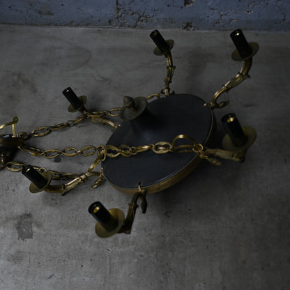 Black & Gold Brass chandelier（6灯）｛RF-00715｝