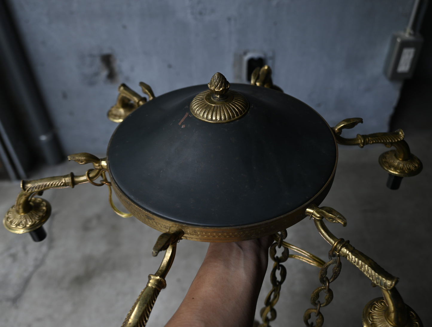 Black & Gold Brass chandelier（6灯）｛RF-00715｝