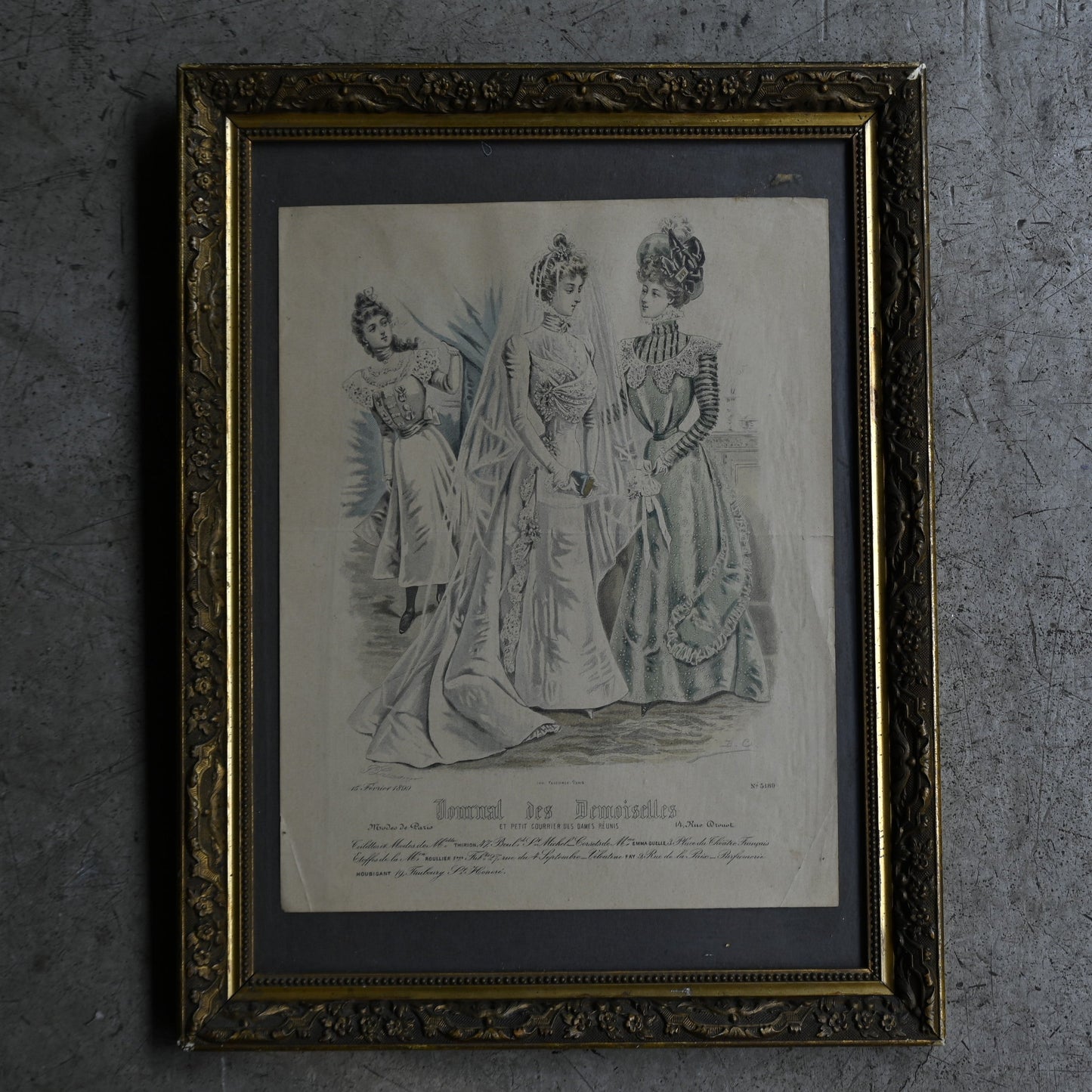 Fashion Plate Print in Ornate Gilt Frame｛RB-00510｝
