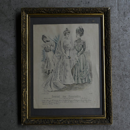 Fashion Plate Print in Ornate Gilt Frame｛RB-00510｝