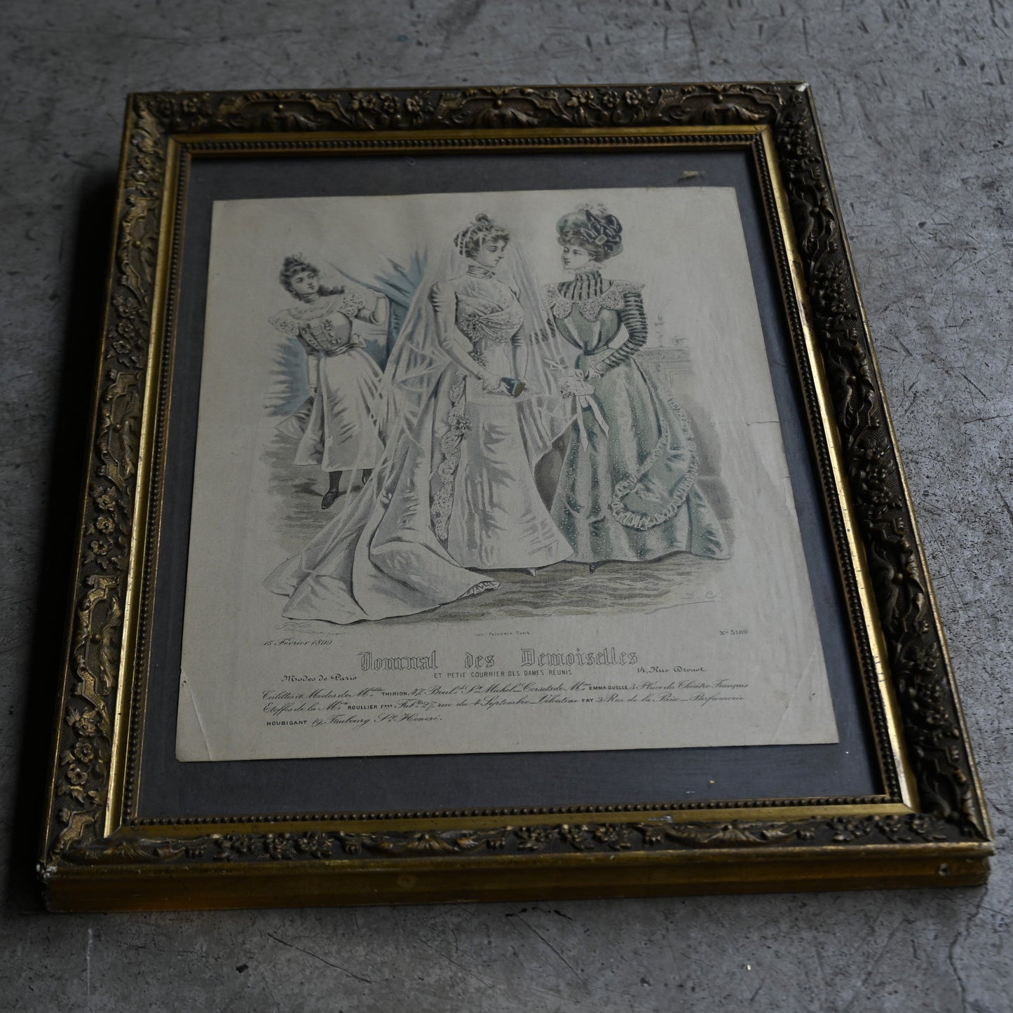 Fashion Plate Print in Ornate Gilt Frame｛RB-00510｝