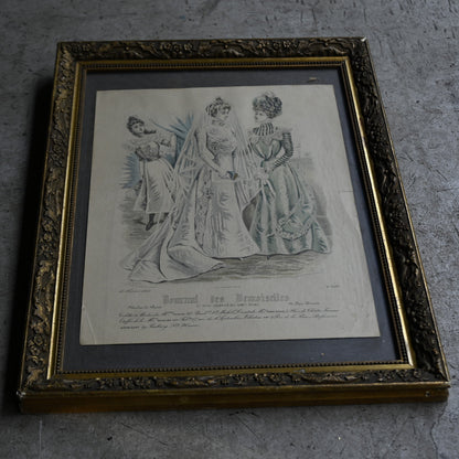 Fashion Plate Print in Ornate Gilt Frame｛RB-00510｝