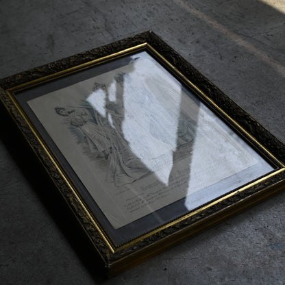 Fashion Plate Print in Ornate Gilt Frame｛RB-00510｝