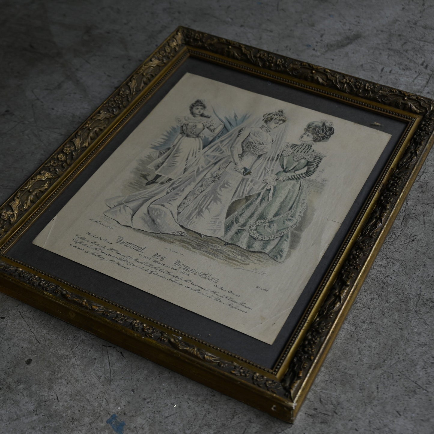 Fashion Plate Print in Ornate Gilt Frame｛RB-00510｝