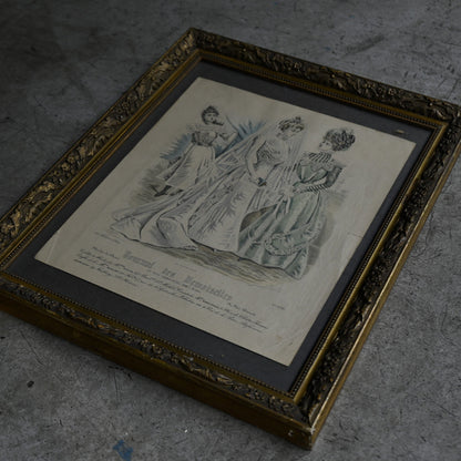 Fashion Plate Print in Ornate Gilt Frame｛RB-00510｝