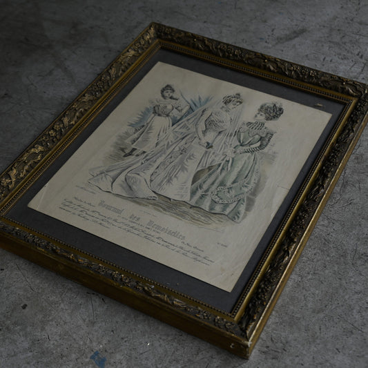 Fashion Plate Print in Ornate Gilt Frame｛RB-00510｝