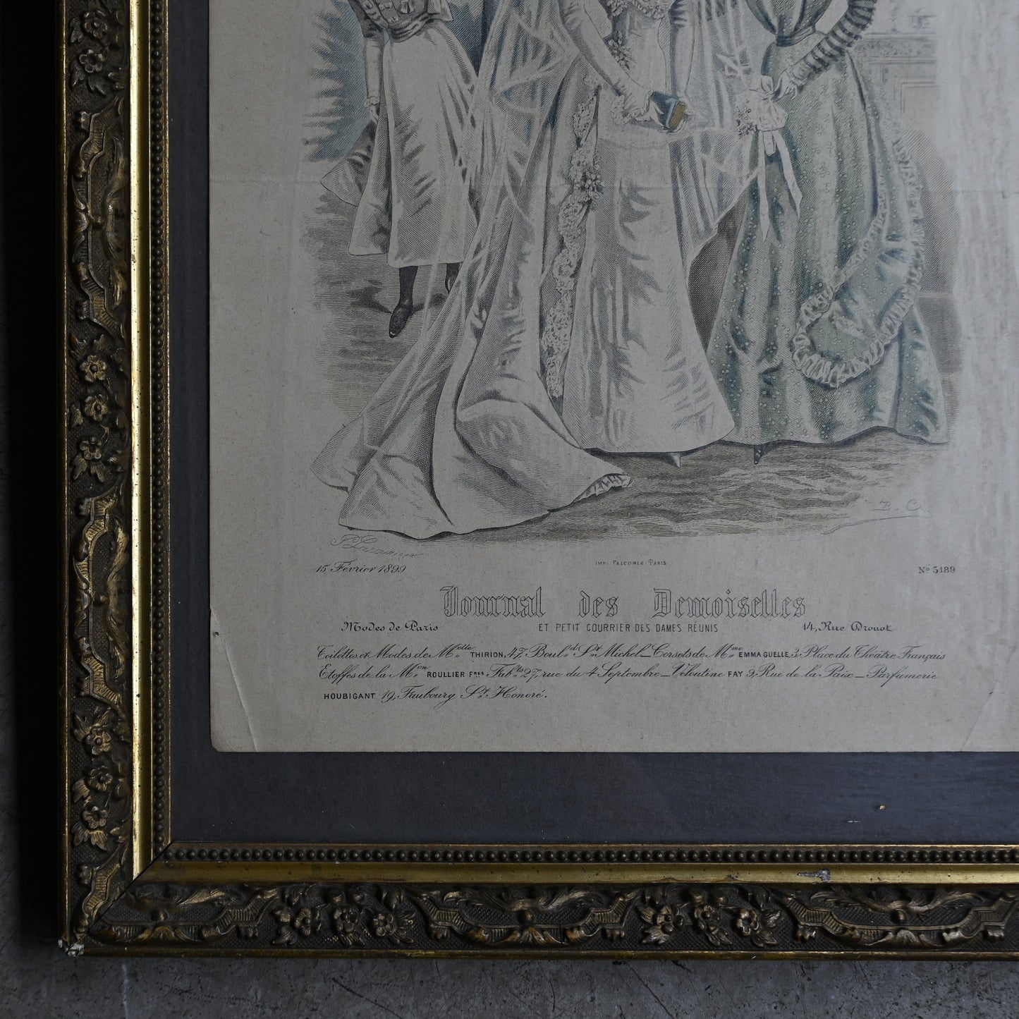 Fashion Plate Print in Ornate Gilt Frame｛RB-00510｝
