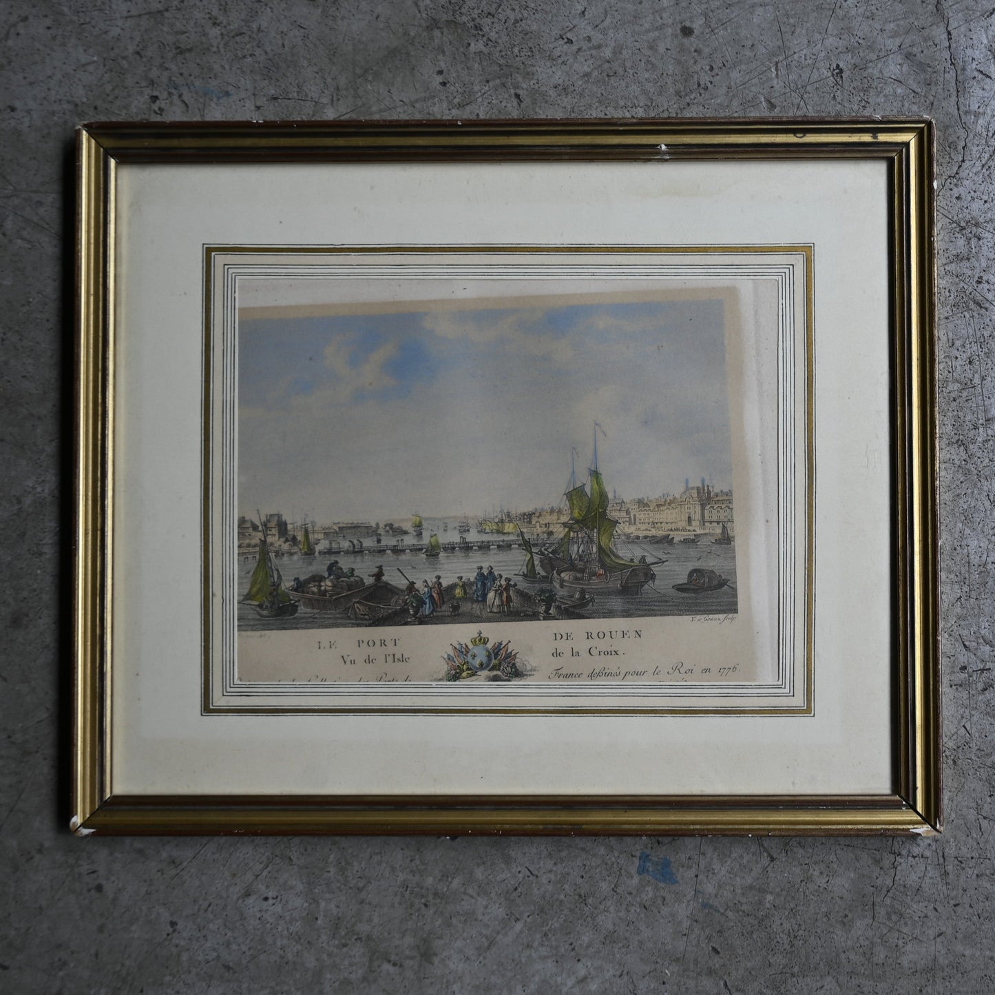 Antique gold frame "Harbor View Print"｛ RB-00512 ｝