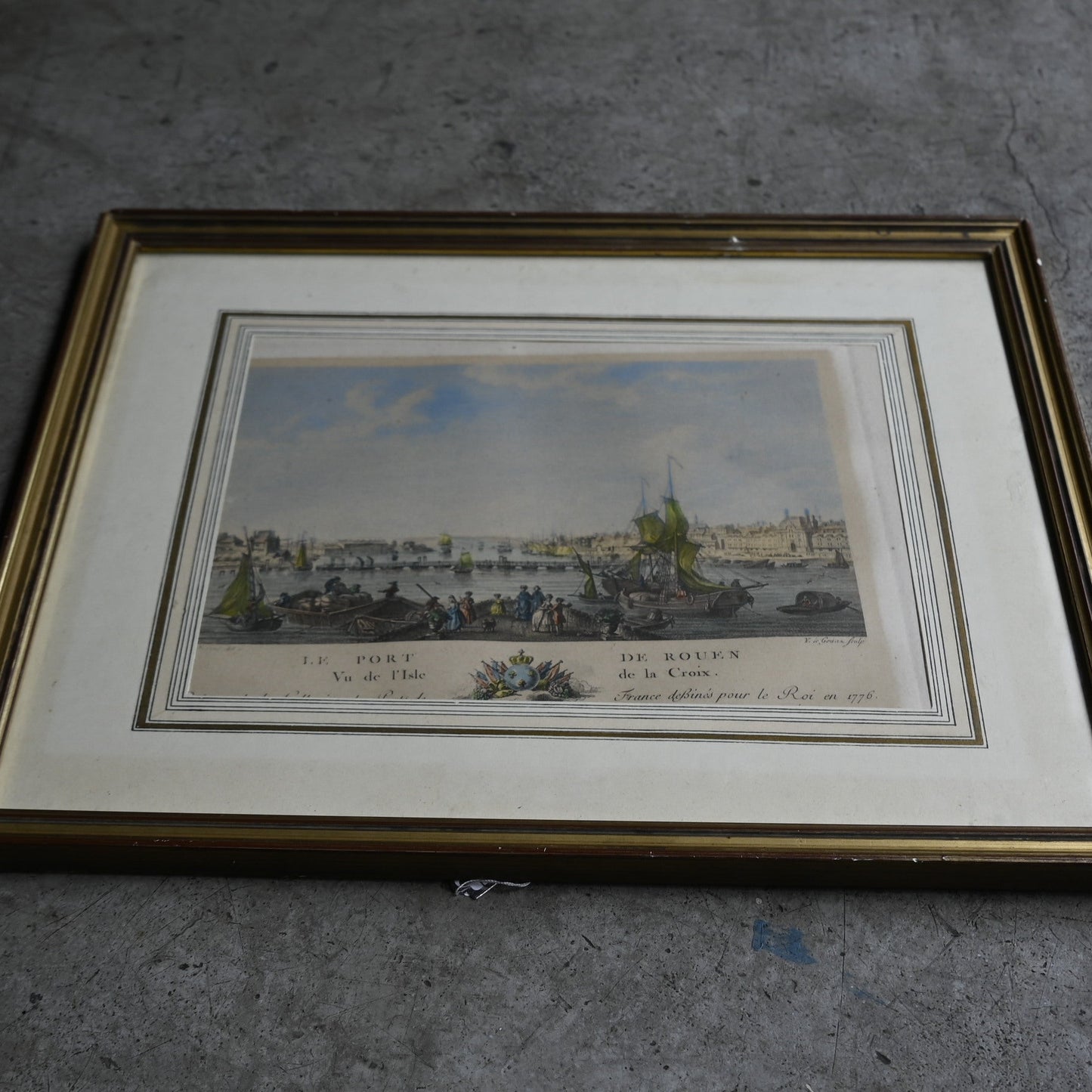 Antique gold frame "Harbor View Print"｛ RB-00512 ｝