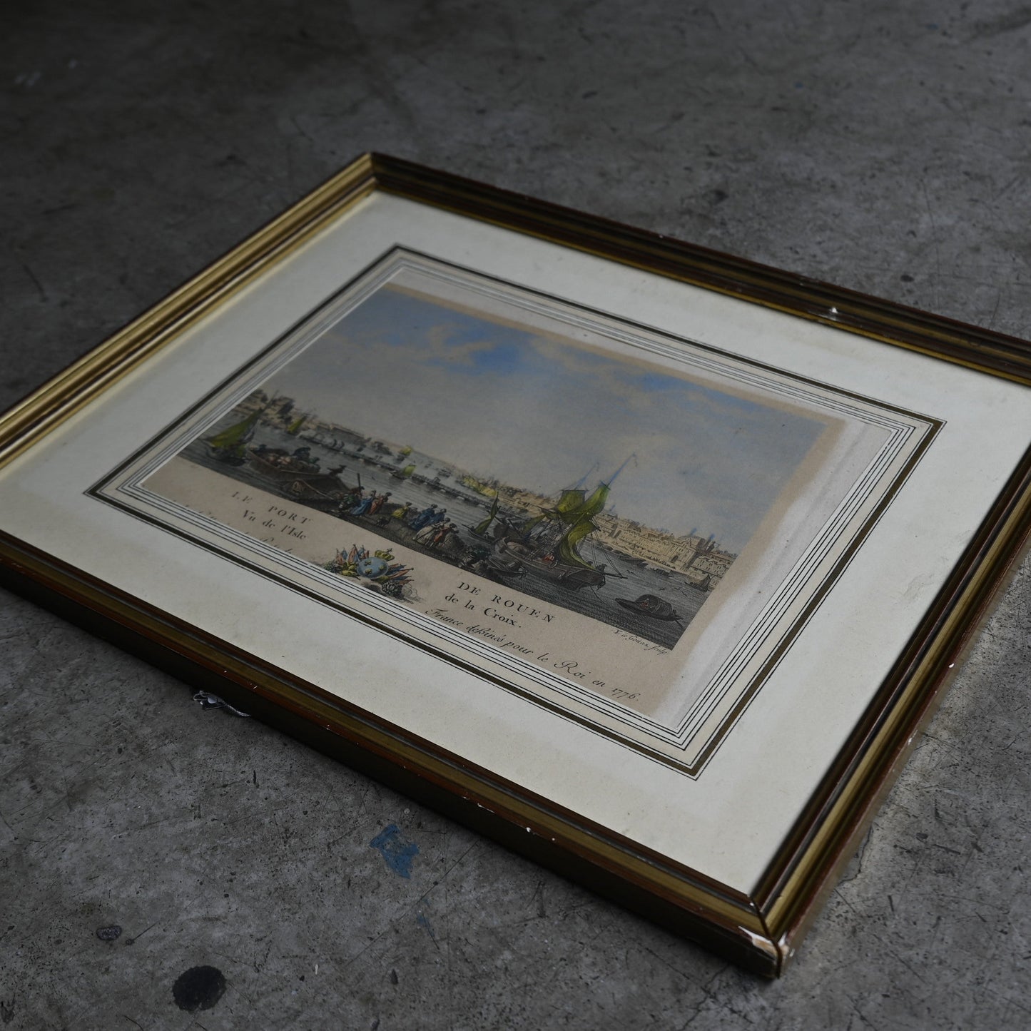 Antique gold frame "Harbor View Print"｛ RB-00512 ｝