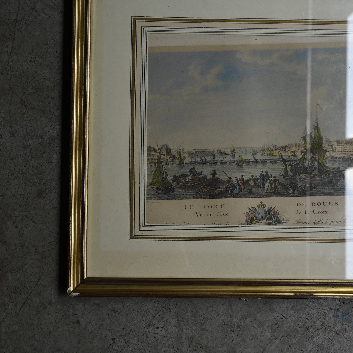 Antique gold frame "Harbor View Print"｛ RB-00512 ｝