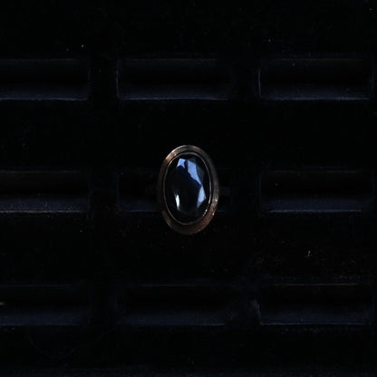 Black Faceted Stone Ring "Metal" ｛RM-00306｝