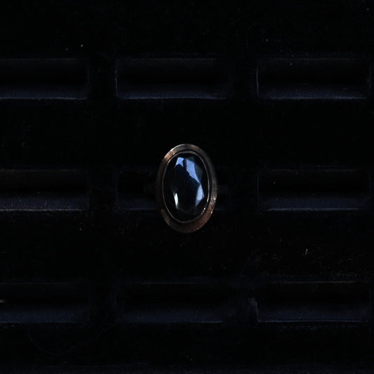 Black Faceted Stone Ring "Metal" ｛RM-00306｝