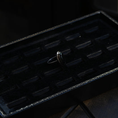 Black Faceted Stone Ring "Metal" ｛RM-00306｝