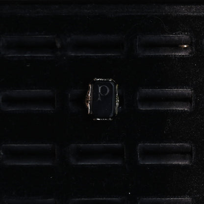Initial Silver Ring "onyx P" ｛RM-00309｝